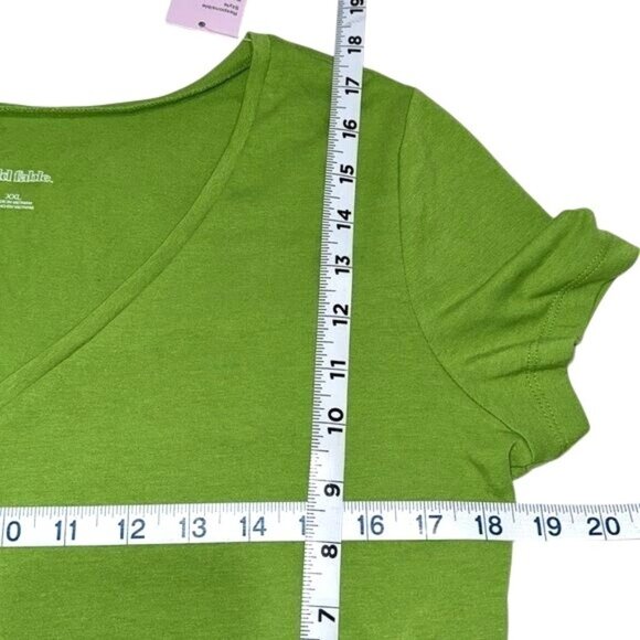 Wild Fable Green V-Neck Crop Top XXL Soft Stretch Cotton Blend Short Sleeve - Picture 6 of 6